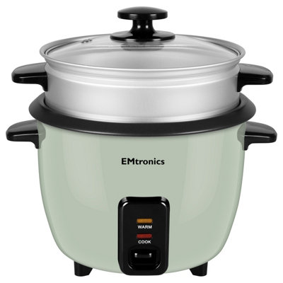  1L Rice Cooker, Non-Stick Pot & Vegetable Steamer Tray - Sage Green