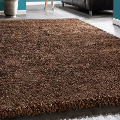 Bravich Brown Thick Shaggy RugCalifornia200X290Cm (6'8"x9'7") from B&Q