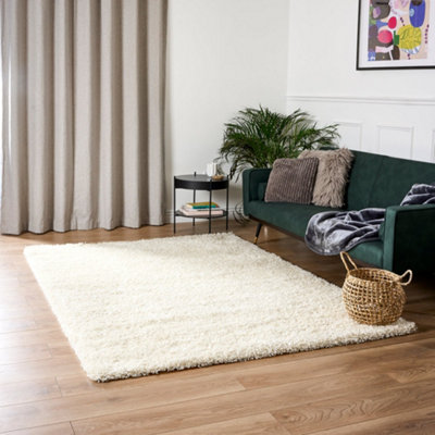 Bravich Cream Thick Shaggy RugCalifornia120X170Cm (4'x5'8") from B&Q