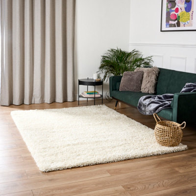 Bravich Cream Thick Shaggy RugCalifornia200X290Cm (6'8"x9'7") from B&Q