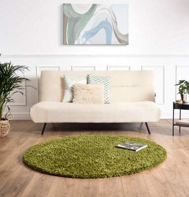 Bravich Green Thick Shaggy Circle RugCalifornia150Cm from B&Q