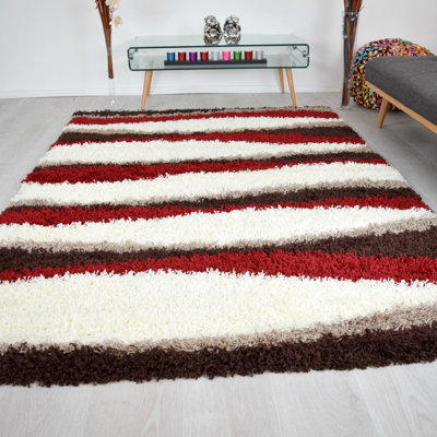 Bravich Red Waves Shaggy RugCalifornia80X150Cm (2'8"x5') from B&Q