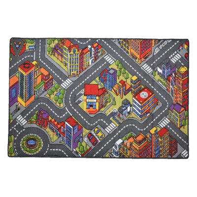 B&Q -  Big City Bright Play Mat Non Slip Kids Rug100X190Cm