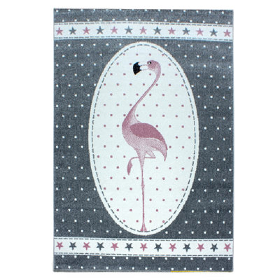 Bravich Pink Flamingo RugKids120X170Cm from B&Q