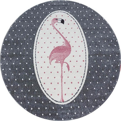 Bravich Pink Flamingo Circle RugKids120Cm from B&Q