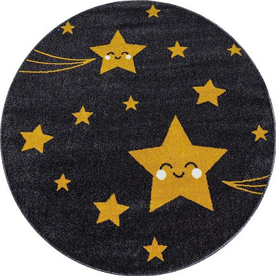 Bravich Mustard Stars Circle RugKids160Cm from B&Q