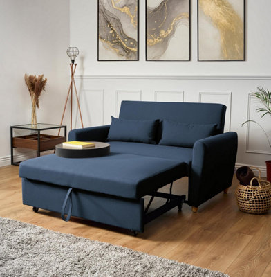 Bravich Blue Dahlia Navy 2-Seater Pull Out Sofa Bed - Convertible Sleeper Sofa