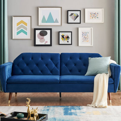 Bravich Victoria Sofa Bed 3 Seater Velvet Click ClackDark Blue from B&Q