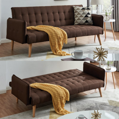 B&Q -  Mario Sofa Bed Double Click Clack 3 SeaterDark Brown