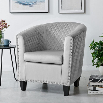 Bravich Stilo Tub ChairVelvet Light Grey from B&Q
