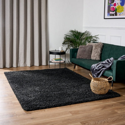 Bravich Charcoal Thick Shaggy RugCalifornia140X200Cm (4'6" X 6'6") from B&Q