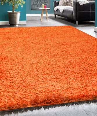 Bravich Orange Thick Shaggy RugCalifornia160X230Cm (5'4"x7'8") from B&Q