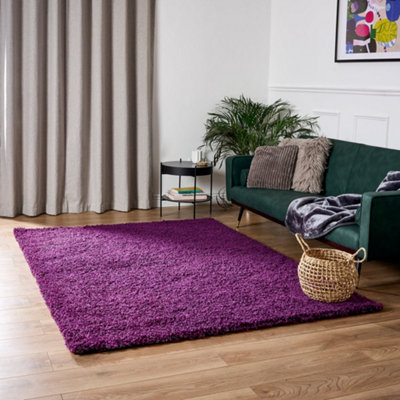 Bravich Purple Thick Shaggy RugCalifornia160X230Cm (5'4"x7'8") from B&Q