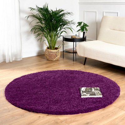 Bravich Purple Thick Shaggy Circle RugCalifornia150Cm from B&Q