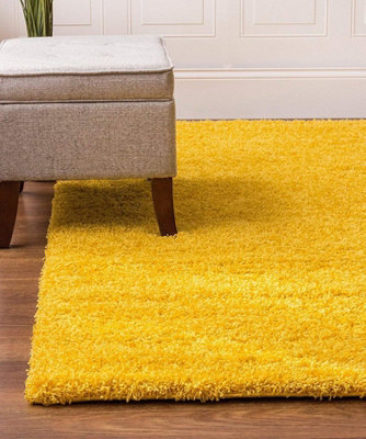 Bravich Mustard Yellow Thick Shaggy RugCalifornia160X230Cm (5'4"x7'8") from B&Q