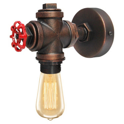 Long Life Lamps Company Vintage Industrial Rustic Tap Style Wall Light Waterpipe Lamp M0071P from B&Q