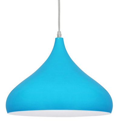 Long Life Lamps Company Modern Ceiling Pendant Light Blue Metal Dome Lamp Shade M0077 from B&Q
