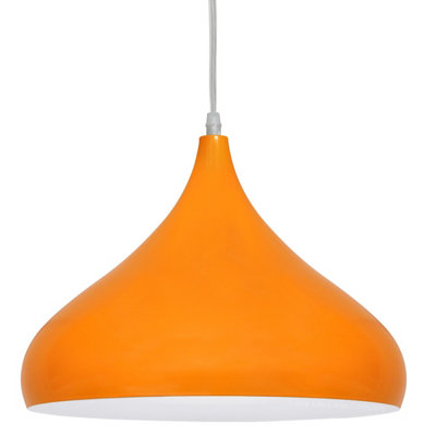 Long Life Lamps Company Modern Ceiling Pendant Light Orange Metal Dome Lamp Shade M0078 from B&Q