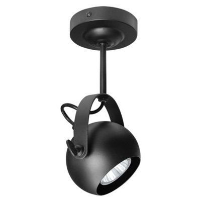 Long Life Lamps Company Black Adjustable Retro Industrial Ceiling Spot Light Single Eyeball M0073 from B&Q