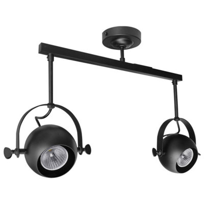 Long Life Lamps Company Black Adjustable Retro Industrial Ceiling Spot Light Double Eyeball M0074 from B&Q