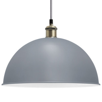 B&Q -  Large Vintage Ceiling Pendant Light Metal Grey Finish Lamp Shade M0090