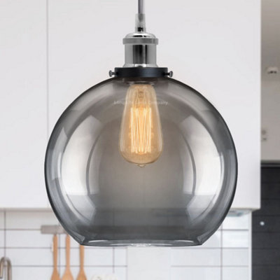 Long Life Lamps Company Smoked Glass Shade Chandelier Pendant M0097 from B&Q