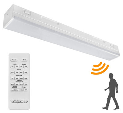 Long Life Lamps Company 20W Led Microwave Sensor Ceiling Batten Light Fitting 2 Feet Remote Control 6500K Msbl20 from B&Q