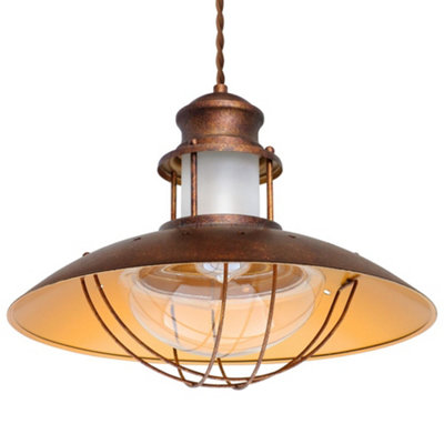 Long Life Lamps Company Industrial Ceiling Rustic Pendant Light Caged Lamp Shade Nautical Lantern H3076 from B&Q