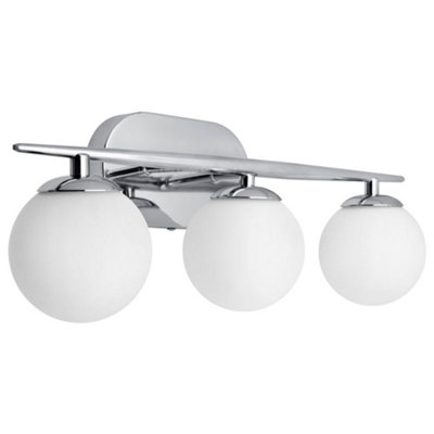 Long Life Lamps Company Modern Indoor 3 Frosted Glass Globe Scone Chrome Wall Light H3080 With Led G9 Warm White from B&Q