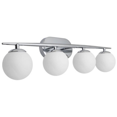 Long Life Lamps Company Modern Indoor 4 Frosted Glass Globe Scone Chrome Wall Light H3081 With Led G9 Warm White from B&Q
