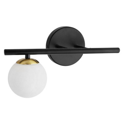 Long Life Lamps Company Modern Indoor Frosted Glass Globe Scone Matte Black Wall Light H3088 With Led G9 Warm White from B&Q