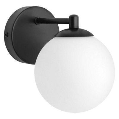 Long Life Lamps Company Modern Indoor Frosted Glass Globe Scone Matte Black Wall Light H3096 With Led G9 Warm White from B&Q