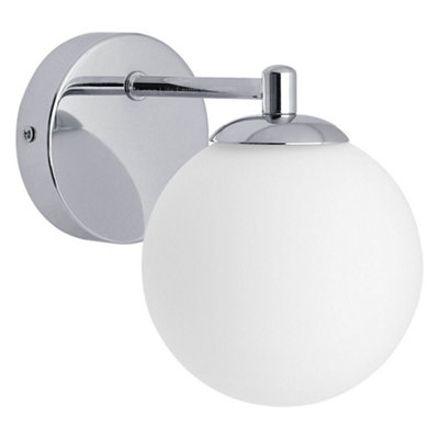 Long Life Lamps Company Modern Indoor Frosted Glass Globe Scone Chrome Wall Light H3097 With Led G9 Warm White from B&Q