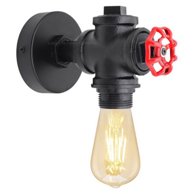 Long Life Lamps Company Industrial Retro Vintage Black Iron Wall Light Water Pipe Wall Light H3107P from B&Q