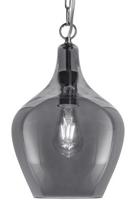 Long Life Lamps Company Modern Vintage Ceiling Smoked Grey Glass Pendant Lamp H3129 from B&Q