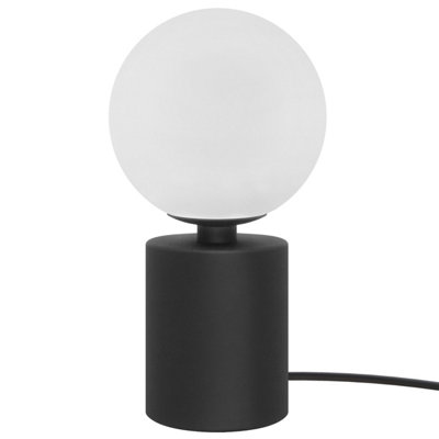B&Q -  Retro Black Table Lamp Jade Frosted Globe Opaque Glass Shade T512