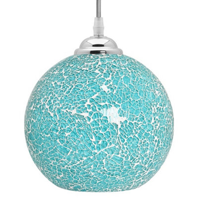 Long Life Lamps Company Vintage Ceiling Crackle Blue Mosaic Globe Glass Pendant Light K419 from B&Q