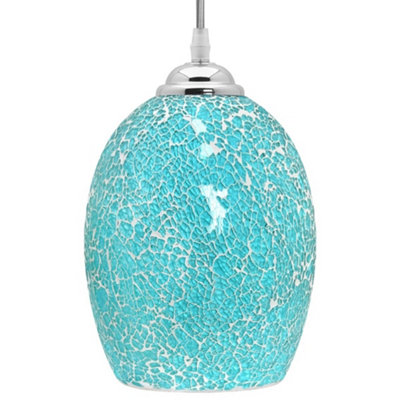 Long Life Lamps Company Vintage Ceiling Crackle Mosaic Glass Pendant K420 Blue/Light