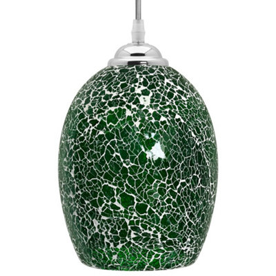Long Life Lamps Company Vintage Ceiling Crackle Green Mosaic Glass Pendant Light K424
