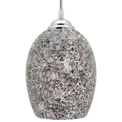 Long Life Lamps Company Vintage Ceiling Crackle Grey Mosaic Glass Pendant Light K425