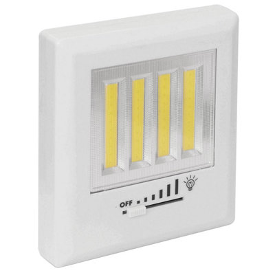 4 Cob Wireless Led Light With Sliding Dimmer200 Lumen Portable Battery Powered Wall Mountable Home LightingH11 X W11 X D3Cm from B&Q