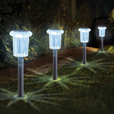 My Smart Buy Crystal Effect Solar Garden Stake Lights Set Of 4Path And Driveway32.5Cm from B&Q
