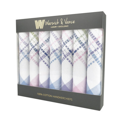 Warwick & Vance 100% Cotton Scallop Edged Handkerchiefs 7 Pack from B&Q