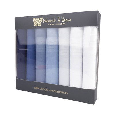 Warwick & Vance Blue Ombre 100% Cotton Handkerchiefs 7 Pack from B&Q