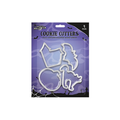 Accessotech Halloween White Cookie Cutter Set 4 Piece Spooky Biscuit Fondant Shapes from B&Q