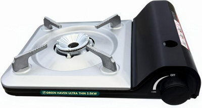 Green Haven Portable Gas Stove Single Burner Camping Cooker For Cartridge Fuel With Piezo Ignition Heat Control Carry Case For Out from B&Q