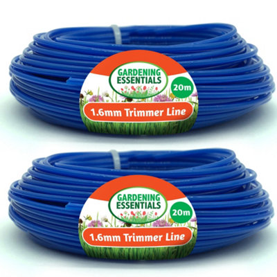 SOL 2Pk Strimmer Wire 1.6mm X 20M Heavy Duty Strimmer Line Clear Strimmer Cord Grass Trimmer Wire Cable from B&Q