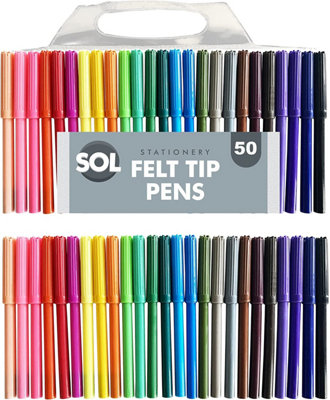 B&Q -  50 Felt Tips Colouring Pens For Adults & KidsFelt Tip Pens For ChildrenDrawing Coloured Pens Felt PensColouring Pens