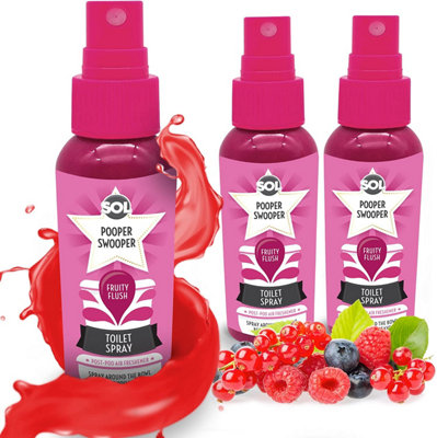 SOL 3Pk X 60Ml Star Toilet Spray - Fruity Flush Fragrance Odour Masking Toilet Air Fresheners, Poop Spray Cleaning Products