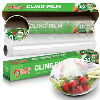 SOL 2Pk Cling Film For Food 60M X 30CmCatering Cling Film Dispenser And Cutter Storing Food Cling Film Refill Rolls Reusable from B&Q